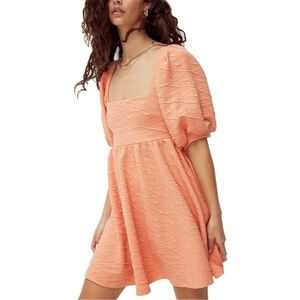 Free People Violet Mini Dress with Puff Sleeves | Grapefruit  | Size S